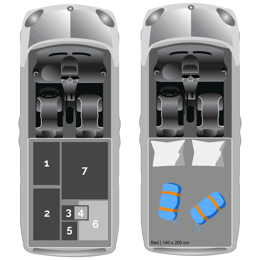 Floor plan of Renault Kangoo Camper