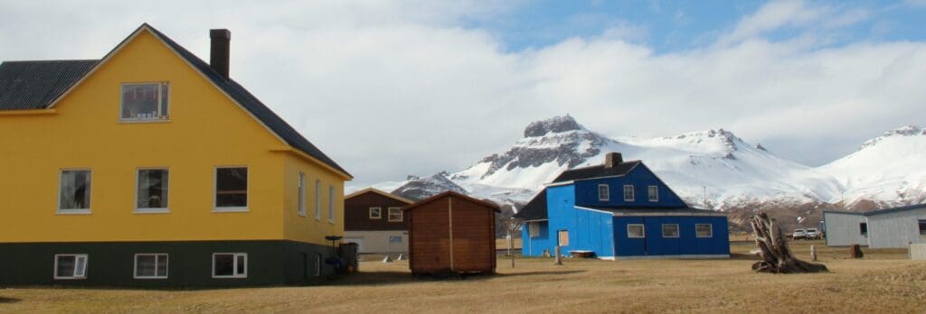 Yellow and blue house in Iceland
