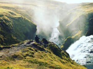 Above a waterfall in south Iceland