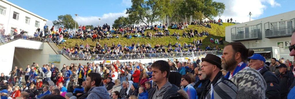 Crowd of people watching the football game