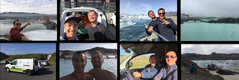 two men travelling in iceland