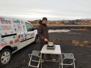 Camping lunch in Iceland