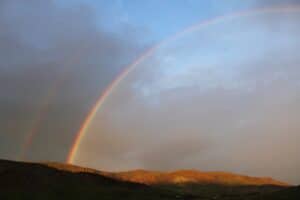 Double rainbow in a sunset