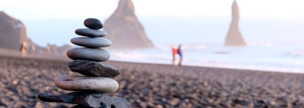 stack of rocks on the beach in Iceland
