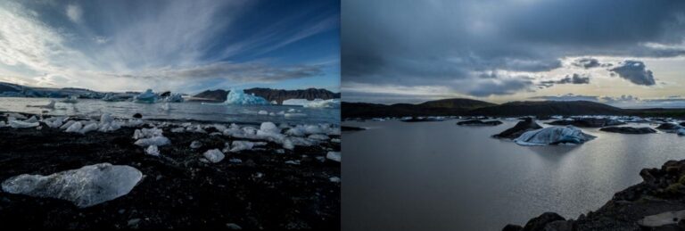 icebergs in jökulsárlón glacier lagoon in iceland