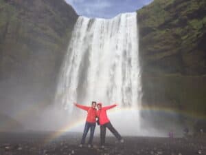 Fun by Skógafoss waterfall