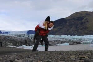 Fun by the glacier lake