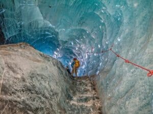 Hiking inside a glacier