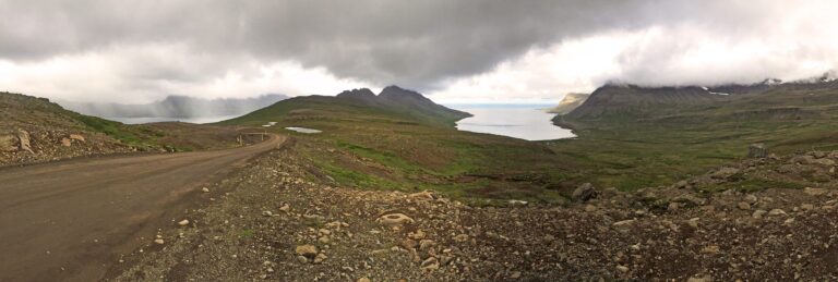 empty Icelandic road in a fjord