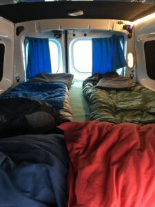 Inside the camper van rental