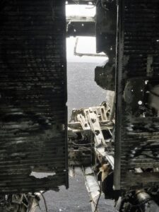 Inside the crashed airplane