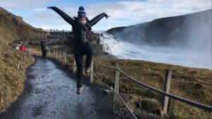 Jumping by Gullfoss