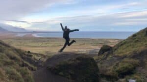 Jumping in South Iceland
