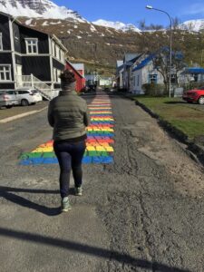 Rainbow road in Seyðisfjörður