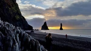 Reynisdrangar in sunset