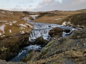 Skógafoss river above the fall