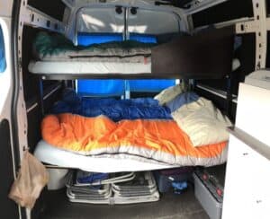 Sleeping arrangements in the camping van
