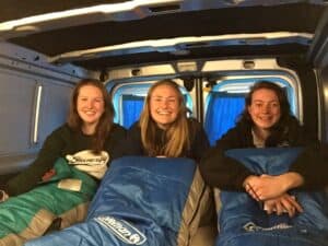 Students on a camper trip