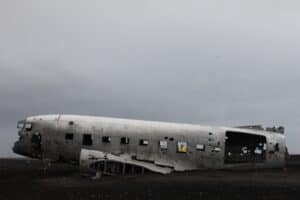The plane crash site in South Iceland