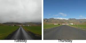 The weather changes in Iceland