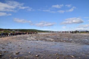 Tourists around Geysir