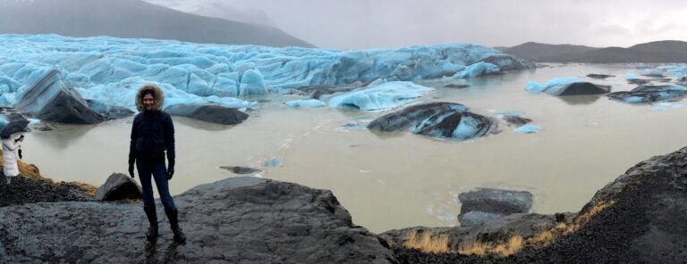 The glacier lake in February in Iceland