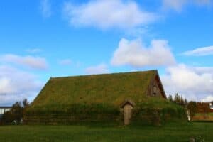 Turf house next to Skálholt Church