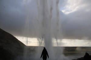 Walking behind Seljalandsfoss
