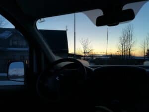 Winter trip in a camper