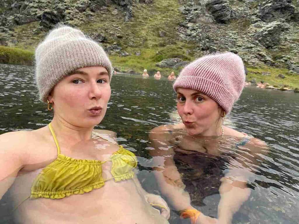 Wild girls in the Landmannalaugar Hot spring