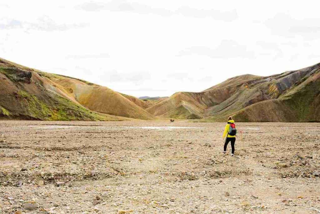 Looking out a sandy yellow, landmannalaugar